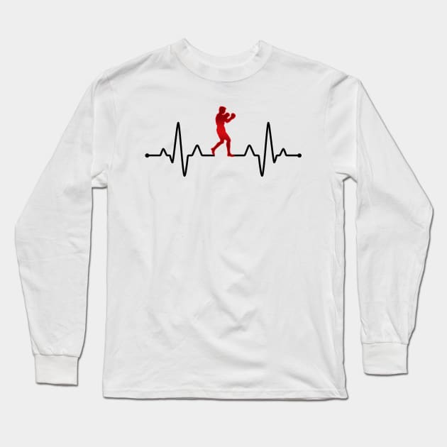 Funny Sports Boxer Frequency Fighter Pulse - Boxing Sports Enthusiastic -  Long Sleeve T-Shirt