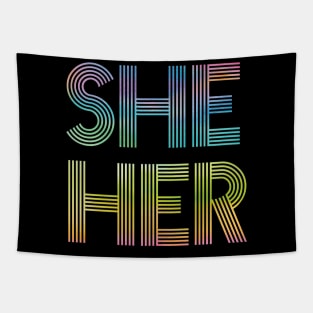 Rainbow Pronouns She/Her T-Shirt Tapestry