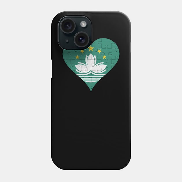 Macanese Jigsaw Puzzle Heart Design - Gift for Macanese With Macau Roots Phone Case by Country Flags