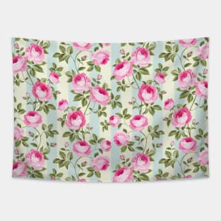 Roses And Stripes Floral Pattern Tapestry