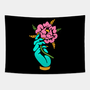 Hand flower rose Tapestry