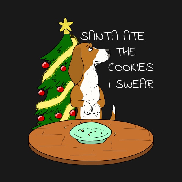 Funny Basset Hound Santa Ate The Cookies Christmas by blacklines