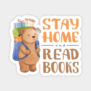 Stay Home And Read Books, Cute Animal Illustration Magnet