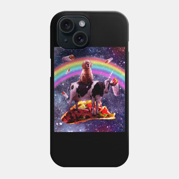 Space Dog Riding Cow Unicorn - Taco & Burrito Phone Case by Random Galaxy