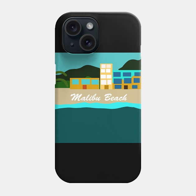 Beautiful Vacation Houses on Malibu Beach Phone Case by Kanika Behari Studio