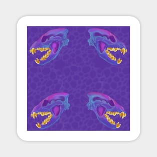 Diaphonized Hyena Skull Gold Teeth Purple Magnet