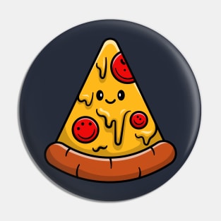 Cute Pizza Cartoon Vector Icon Illustration Pin