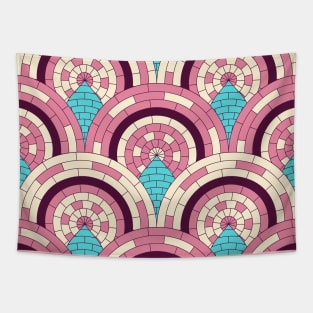 Pink Peacock Tiles Tapestry