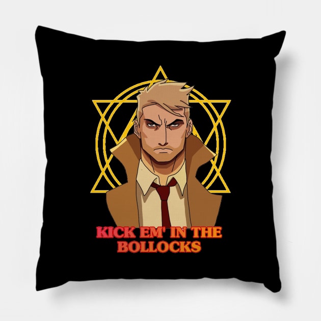 Kick Em' In The Bollocks Pillow by Whitelaw Comics