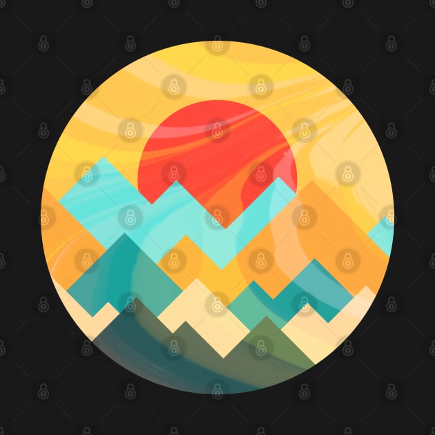 Minimalist Abstract Art #30 Geometric Mountains and Sun Rise by Insightly Designs