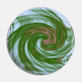 Swirling green and blue fractal vortex Pin