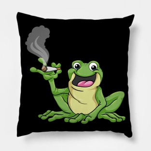 Frog as smoker with cigarette Pillow