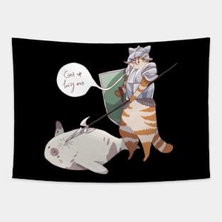 Cat with a spear Tapestry