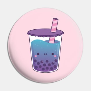 Cute Galaxy Butterfly Pea Flower Boba Tea Pin