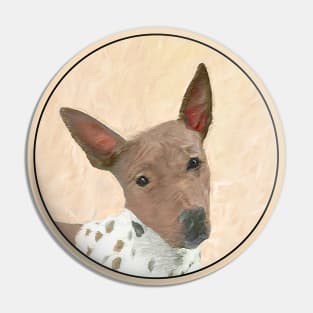 American Hairless Terrier Painting - Cute Original Dog Art Pin