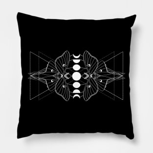 Luna Moth Sacred Geometry Moon Phase Pillow