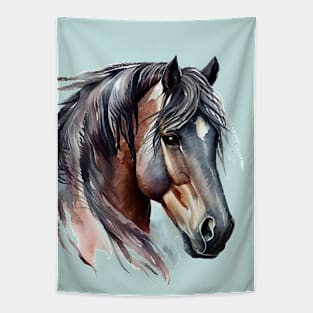 Bay Horse Head Watercolour Art Tapestry