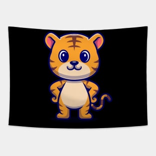 Cute Tiger Standing Cartoon Tapestry