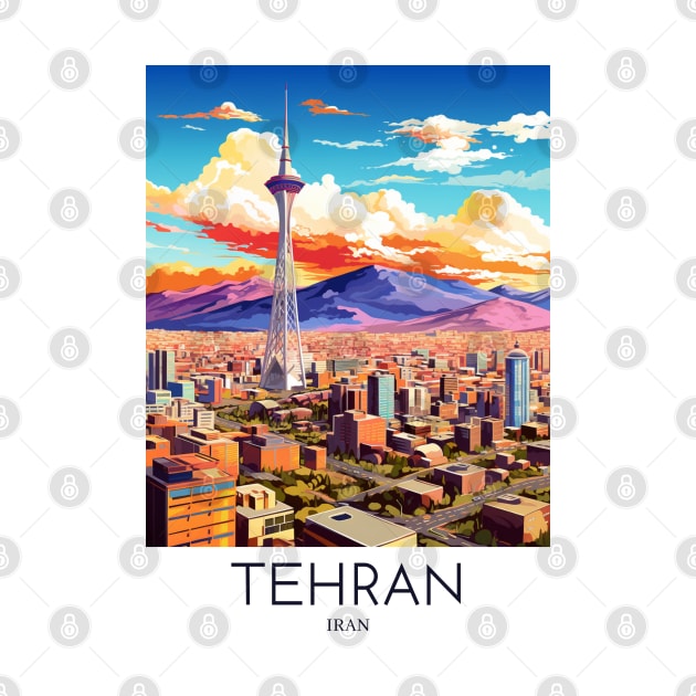 A Pop Art Travel Print of Tehran - Iran by Studio Red Koala