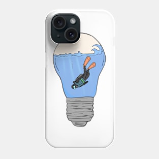 Scuba Diver in a lightbulb creative handdrawn Gift Phone Case