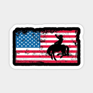 American Flag Rodeo Bronc Horse Riding Cow Cow Magnet
