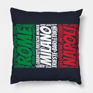 Italy Flag with City Names Word Art Pillow