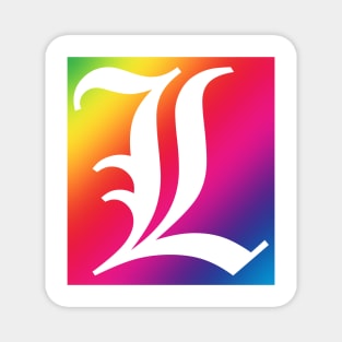 Rainbow White Letter L Magnet