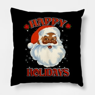 Happy Holidays African American - Santa Claus Pajamas Pillow