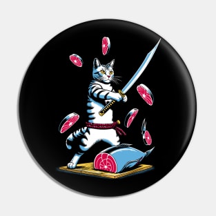 Kawaii Cat Anime Japanese Retro Samurai Novelty Funny Cat Pin