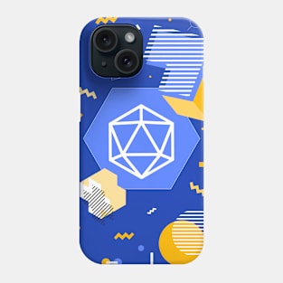 Polyhedral Dice Set Memphis Design Blue Tabletop RPG Phone Case