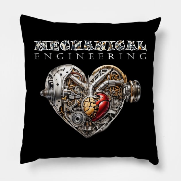 Mechanical Engineering - Heart Shape [White Text Version] Pillow by JavaBlend