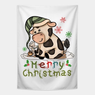 Kids Cow Christmas Cute Cow Merry Christmas Xmas Matching Tapestry