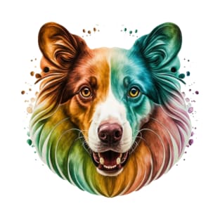 Watercolor Dog Colourful Portrait T-Shirt