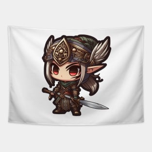 Anime Samurai Elf Chibi Tapestry