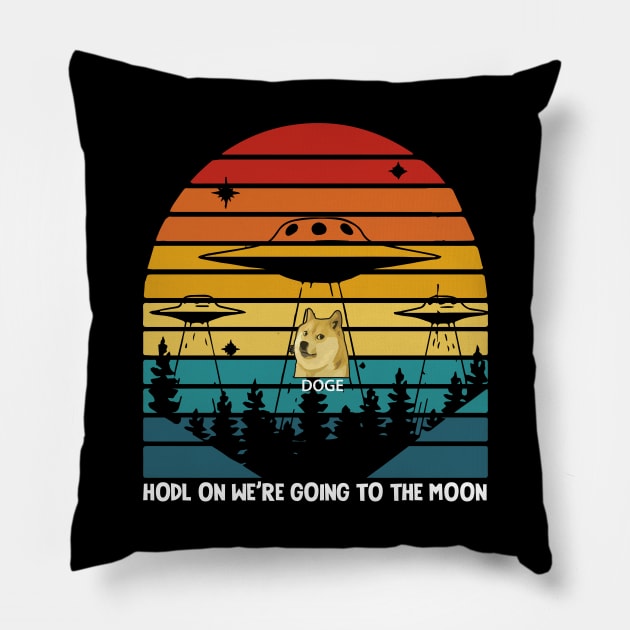 Funny Dogecoin Going to the Moon Pillow by ArtedPool