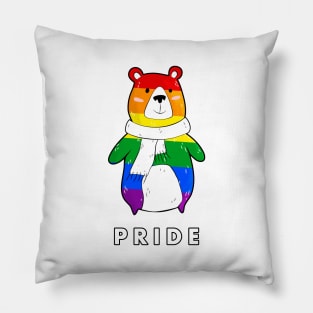 Pride Bear Wearing a Scarf Pillow