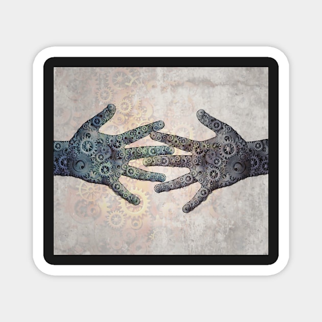 steampunk hands together Magnet by lightidea