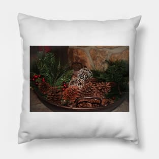 Holly And Pine Cones Pillow