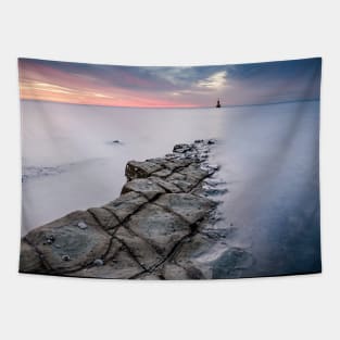 Ocean Sunset with Lighthouse Tapestry