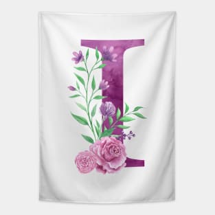 Floral Monogram i Beautiful Rose Bouquet Tapestry