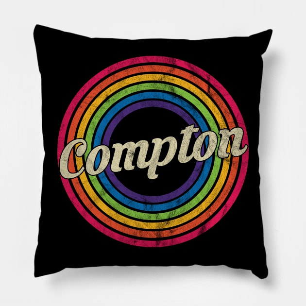 Compton - Retro Rainbow Faded-Style Pillow by MaydenArt