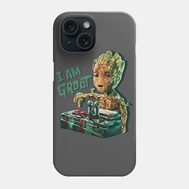 Groot with Bomb (Low Poly) Phone Case by |NAME|