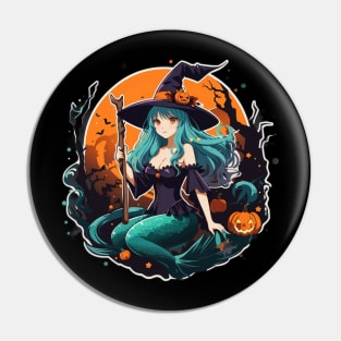 Cute Mermaid Witch Pin