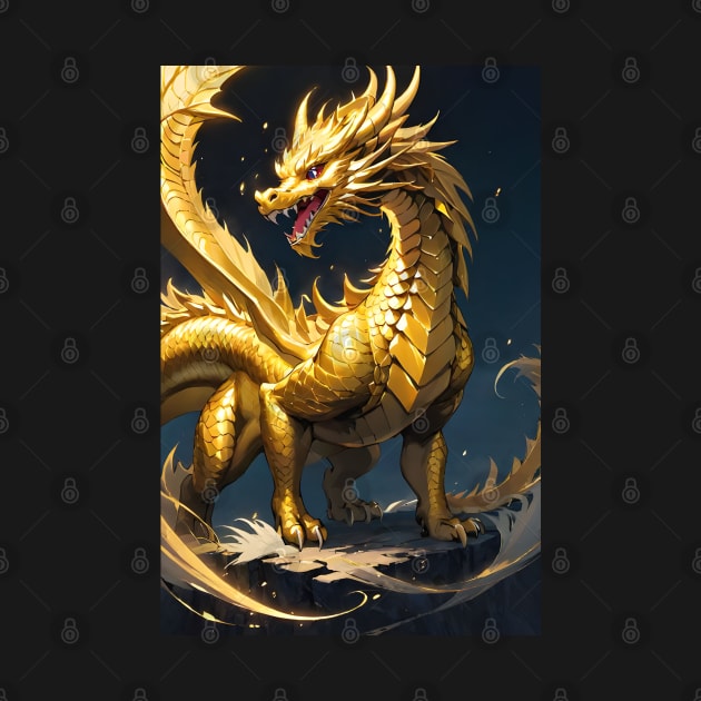 Cool golden dragon by Spaceboyishere