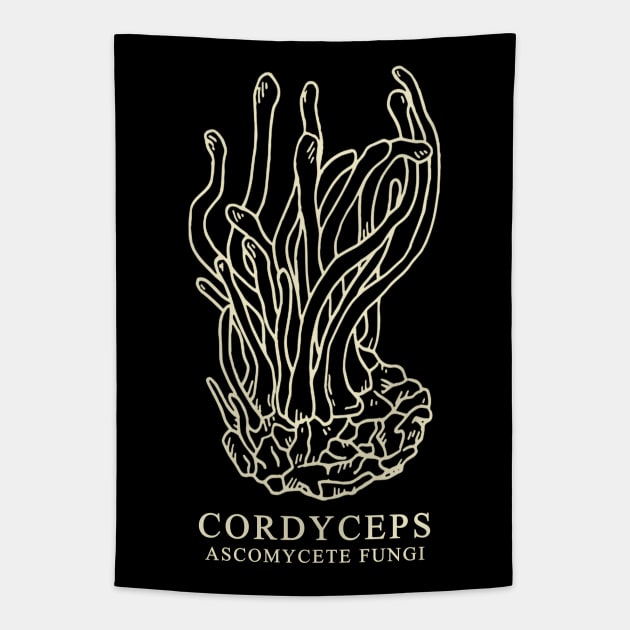 Cordyceps Ascomycete Fungi Tapestry by valentinahramov