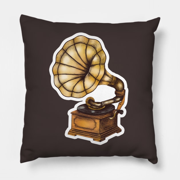 Vintage Turntable Pillow by gabbidea 