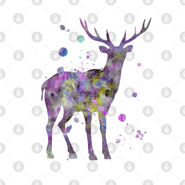 Standing Deer Watercolor Painting by Miao Miao Design