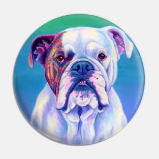 Brindle and White English Bulldog Pin