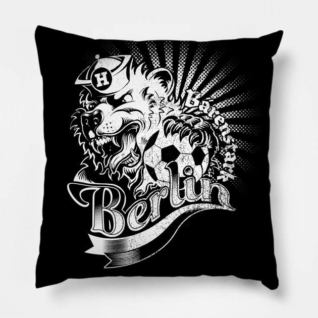 Berlin Soccer Bear Pillow by Black Tee Inc