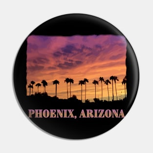 Phoenix, Arizona - Palm Trees, Sunset, scenic Pin